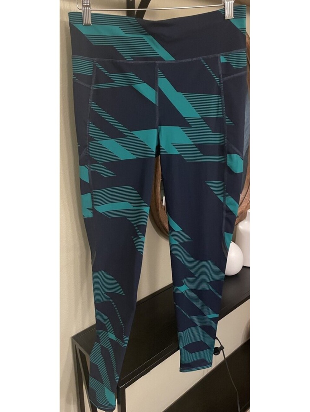 Sweaty Betty Zero Gravity Running Leggings Full Length Green Shutter Print Large